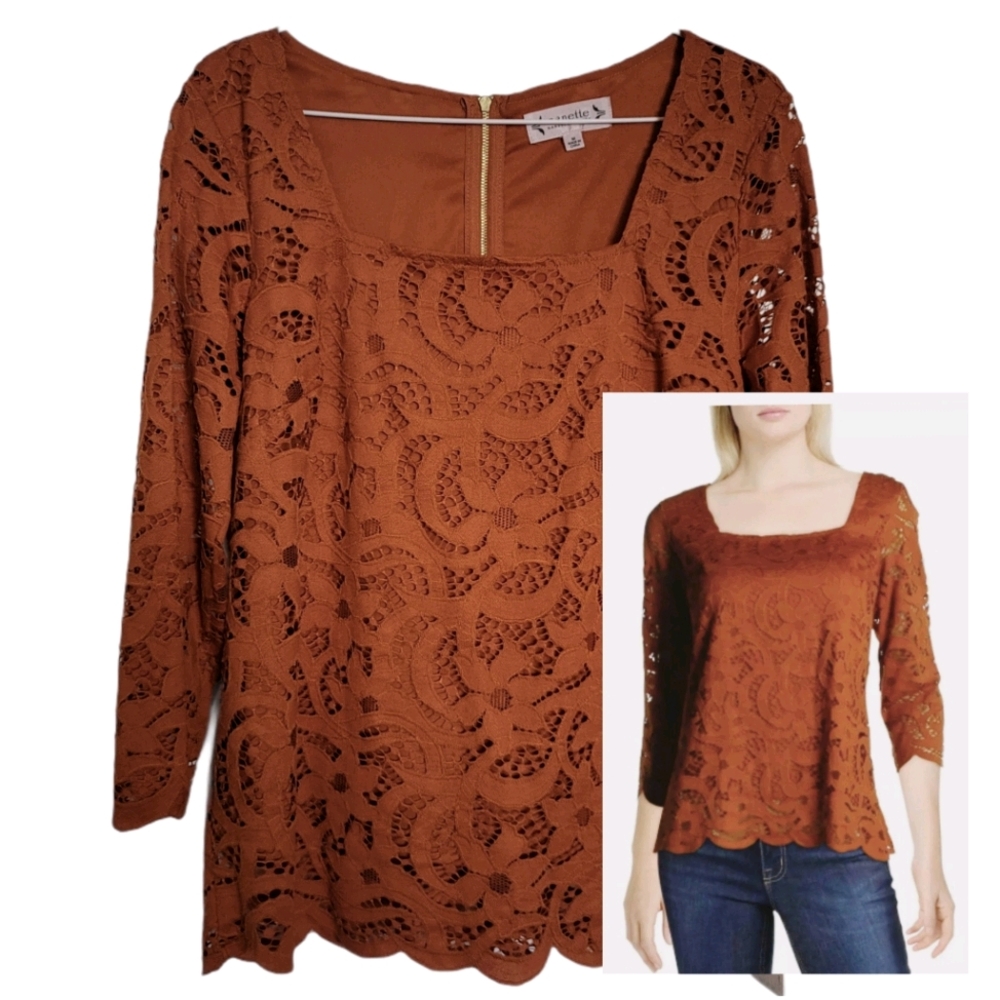 Nanette Nanette Lepore Womens Orange Lace Square N